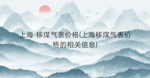 上海 移煤气表价格(上海移煤气表价格的相关信息)